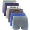 Channo Boxer in Senza Cuciture, Morbidi e Confortevoli. Design Originale a Tinta Unita - Confezione da 6, Strisce D, M