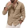 YAODAMAI Camicia da Uomo con Doppio Taschino Autunno e Inverno a Maniche Lunghe con Risvolto Tinta Unita