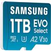 Samsung Memorie MB-ME1T0SA EVO Select Scheda MicroSD da 1TB con Adattatore SD Incluso, UHS-I U3, Fino a 160 MB/s, Compatibile con Smartphone, Tablet, Console Gaming Portatili, GoPro