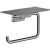 hansgrohe AddStoris - Portarotolo con mensola, portarotolo per montaggio a parete, porta carta igienica, fissaggio nascosto, accessori bagno, cromo nero spazzolato, 41772340