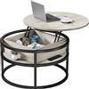 YITAHOME CT41 Tavolino da caffè con Piano sollevabile, Ferro in Legno di Quercia ingegnerizzato in, Rovere Bianco, 80x80x47cm