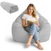 BOFITENG Fodera per pouf XL per adulti (solo fodera, senza imbottitura), con tasche laterali, per riporre peluche, per camera da letto, ufficio, soggiorno, 100 x 120 cm(Grigio chiaro)