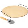 Browin 312009 Pietra rotonda per pizza, diametro 33 cm, pietra in ceramica per cuocere pizza, pane in forno + manico, tagliapizza