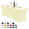 CWK Tovaglia in spandex elasticizzato per tavoli rettangolari pieghevoli, resistente alle pieghe, elastica, protezione per feste, banchetti, matrimoni ed eventi (beige)