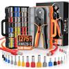 Preciva 0.08-16 mm² Pinza Crimpatrice,1275Pcs Puntalini Doppi Pinza Crimpatrice Capicorda a Doppio Filo,Adatto per il fai da te domestico e industriale