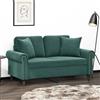 Gecheer Divano a 2 Posti con Cuscini Verde Scuro 120 cm in Velluto