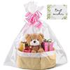 VIDSTW cestino regalo vuoto Sacchetto e nastro cesto regalo vuoto grande Realizzato in cotone cesto portaoggetti Con manici cestini portaoggetti per Pasqua baby shower Natale (Cachi Bianco)