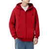 generic Felpa sportiva da uomo foderata in pile con zip intera a maniche lunghe, taglia grande e alta, con cerniera frontale completa, Rosso, M