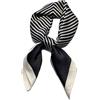Generico Sciarpa Di Seta Da Donna Sciarpa quadrata in imitazione seta a righe bianche e nere, foulard da donna multifunzione, effetto(BLACK)