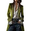 YONGHONGKEJI Giacca Lunga In Velluto Da Donna Blu Navy Vintage In Velluto Ricamato Blazer Classico con Orlo A Coda Di Rondine Giacca Da Pirata Da Donna Scollo A V Cappotto Retrò Boho Costume Rinascimentale Verd