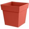 EDA - Vaso di fiori quadrato Toscana 32 cm - Volume 22 L - 32 x 32 x 32 cm - Arancione Terra Battuta