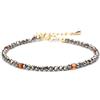 WDSBZNB Bracciale con Pietre Bracciale a Catena Delicato in pirite da 3 mm for Donna, Pietra Portafortuna, Cristallo for la Mamma, Gioielli energetici in Rame Placcato Oro 14k, 2 Pezzi(Red Carnelian)