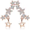 Yumilok - Orecchini in argento Sterling 925 in colore oro rosa con zirconi a forma di stelle, orecchini ipoallergenici, ideali per donne e ragazze