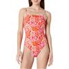 Amazon Essentials Costume da Bagno Intero con Scollo Quadrato Donna, Rosso Papavero Brillante Folk Floral, 52