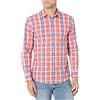 Amazon Essentials Camicia Casual in Popeline a Maniche Lunghe vestibilità Regular Uomo, Rosso Slavato A Quadri, XXL