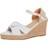 Lora Dora Sandali con zeppa aperti da donna Espadrillas con zeppa intrecciata cinturino incrociato Hessian Sandali avvolgenti alla caviglia, Bianco, 38 EU