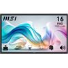msi PRO MP165A E6 Monitor Portatile 15,6 FHD 1920x1080 IPS, 60 Hz, 4 ms, tecnologia Eye Care, altoparlante/microfono integrati, HDMI 2.0b, USB-C (15 W PD), compatibile VESA