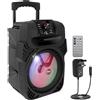 Pyle Speaker Bluetooth Portatile, Ricaricabile da 400W con Subwoofer da 20,32 cm, Ingressi USB/MP3/FM Radio/ 0,635 cm per Microfono, LED Multicolori, Batteria Ricaricabile Integrata con Telecomando