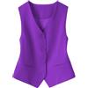 RWGSNB Gilet Donna Gilet Lavoro Corto con Scollo a V Formale Elegante con Bottoni Blazer Senza Maniche Primavera Estate Casual Ufficio Lavoro Canotta Viola Xs
