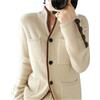 VATIVA Maglione da donna, 100% cashmere, autunno/inverno, colletto alto, casual, lavorato a maglia, naturale, XS/S
