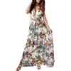Joligiao Vestiti Donna Estivi Lunghi Eleganti Abiti Donna Scollo a V Senza Maniche Casual Vestito Boho Fiore Stampato Estivo Lungo Etnico Vestito Vestito Donna Curvy da Cerimonia Spiaggia