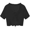 Generico Coprispalle Bolero da Donna, Estivo, A Maniche Corte, Lavorato A Maglia, con Lacci Anteriori, Casual Ed Elegante, con Volant, per Abiti da Sposa, Sera, Nero, Taglia M