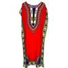 Kiran Fashion Nuovo Caftano Lungo da Donna in Cotone, Maxi, Estivo, Dashiki Africano, Copertura da Spiaggia, Rosso, Taglia unica