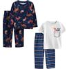 Simple Joys by Carter's 4-Piece Poly Pajamas Set Pigiama, Blu/Grigio/Dinosauri, 4-5 Anni (Pacco da 2) Bambino-Ragazzi
