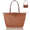 BOJLY Borsa tote da donna, elegante borsa a tracolla in nylon impermeabile, pieghevole, borsa da viaggio per lavoro, shopping, grande, Russet, Large, Tote