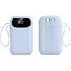 SSY POWER Powerbank 10.000 mAh ricarica rapida caricabatterie portatile con cavi integrati PD 22,5 W piccola batteria USB-C con 4 uscite 2 ingressi batteria di backup compatibile con iPhone, iPad e tablet (blu)