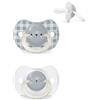 Suavinex Confezione 2 Ciucci, Ciucci Fluorescenti per Dormire, per Bambini 0/6 Mesi, con Tettina Simmetrica in Silicone SX Pro, Piatta e Flessibile, Night and Day Orso Azzurro Polvere