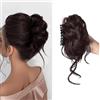XFSRG Coda Capelli Extension con Clip ad Artiglio Sintetici Posticci Disordinato Ricci Ondulati Naturale Chignon Facile per Donne Ragazze(Marrone scuro)