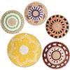 MOTUZP Set di 5 cestini da parete in tessuto bohémien, da appendere, decorazione da parete in rattan, decorazione da parete in rattan, per soggiorno o camera da letto, stile rustico