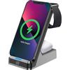 Celly WLSTAND3IN1BK, Supporto Smartphone 3 in 1 con Caricatore Wireless per Telefono, Auricolari e Smartwatch, Caricatore Smartphone Wireless, Ricarica Veloce e Design Moderno