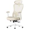SONGMICS Sedia da ufficio ergonomica modello OBN066LF01, con capacità di carico fino a 150 kg, colore bianco/beige
