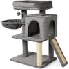 Amazon Basics - Torre per Arrampicata su Più Livelli per Gatti e Gattini da Interno, con Colonna Tiragraffi, Casetta Modulare per Gatti e Amaca, Certificata FSC, M - Altezza 76,2cm, Grigio