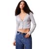 Calvin Klein Donna Giacca in Maglia Woven Label Rib con Chiusura a Bottoni, Grigio (Bc06 Grey Heather), L