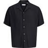 JACK & JONES Jjejeff Resort Solid Shirt SS SN, Nero, XXL