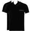 EMPORIO ARMANI T-Shirt da Uomo in Puro Cotone con Scollo a V, Confezione da 2, Nera, L