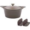 COOKUT L'Incredibile Cocotte in Metallo 33cm Tortora Moka con Pomello in Metallo e Presine