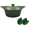 COOKUT L'Incredibile Cocotte in Metallo 33cm Verde Felce con Pomello in Metallo e Presine