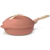 COOKUT La Favolosa Padella Casseruola Tegame 2 Manici 8 in 1 28cm Metallo Peonia Rosa