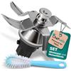 Chef-Mix Alternativo Coltello miscelatore compatibile con Bimbу TM 31 | Coltello di ricambio accessori, in acciaio inox con guarnizione inclusa, con spazzola per la pulizia, per robot da cucina