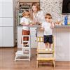 COSYLAND Torre Montessoriana per Bambini 2 in 1 - Torretta Montessoriana con protezione rimovibile, si trasforma in scaletta, capacità 136 kg per cucina/bagno/soggiorno/cameretta(Naturale)
