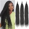 Samtress 30 pollici Ocean Wave Crochet Hair 3 Pack Natural Black Bohemian Twist Crochet Braids Hair Extension Long Deep Wave Crochet Hair Synthetic for Women (#1B)
