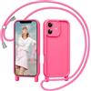 Coiwxmoi Cover per iPhone 12 6,1" con Cordino, Custodia con Laccio Collana Tracolla Regolabile Sottile Silicone Morbido TPU Bumper Antiurto AntiGraffio Protettiva Case per iPhone 12, Rosa