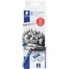 STAEDTLER Mars Lumograph Graphite Artist Sketch Set, 6 gradi (6B, 4B, 2B, B, HB, 2H), mini gomma di plastica Mars, temperamatite in metallo 61 100C8LU