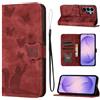 LSPCASA Cover per Samsung Galaxy S26 Ultra Custodia Cover Premium Pelle PU Portafoglio a Libro Flip Case Con Slot Per Schede e Funzione Supporto Gatto farfalla Custodia per Galaxy S26 Ultra Rosso