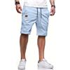 Tansozer Pantaloni Corti Uomo Estate Chino Elastico in Vita, Azzurro,XL