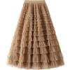 Jemsia Gonna da donna in tulle midi con volant gonna a più livelli elegante elastica a vita alta sottoveste a rete tutù lungo gonne fluide per ballo di fine anno ritorno a casa festa di compleanno,